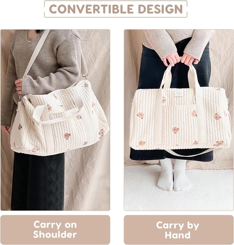 SONARIN Large Capacity Embroidery Diaper Bag Tote,Lightweight Travel Duffel Bag Messenger Bag Nappy Changing Bag Mummy Bag - Image 5